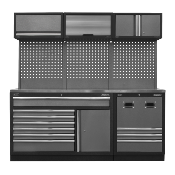 Superline PRO® Modular Storage System Combo with Stainless Steel Worktop | APMSSTACK14SS