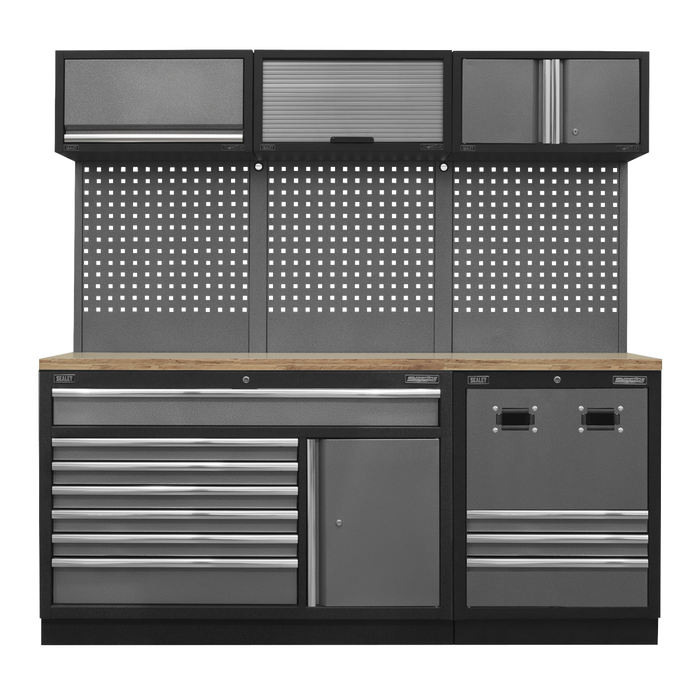 Superline PRO® Modular Storage System Combo with Pressed Wood Worktop | APMSSTACK14W