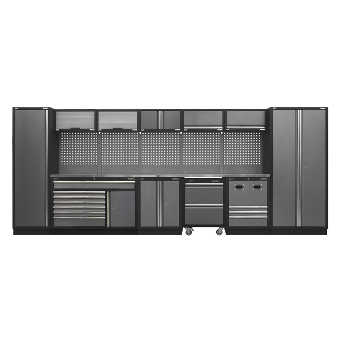 Superline PRO® Storage System with Stainless Steel Worktop 4.92m | APMSSTACK16SS