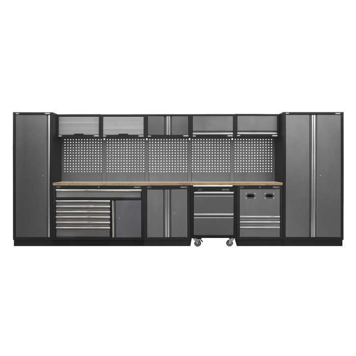 Superline PRO® Storage System with Pressed Wood Worktop 4.92m | APMSSTACK16W