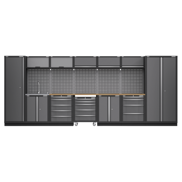 Superline PRO® Storage System with Pressed Wood Worktop 4.92m | APMSSTACK17W