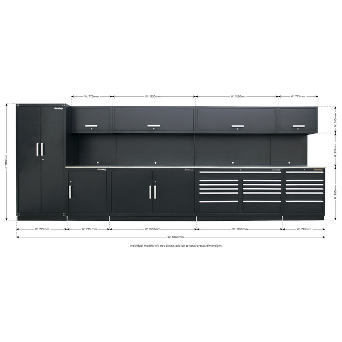 Premier™ Storage System with Stainless Worktop 5.58m | APMSSTEEL