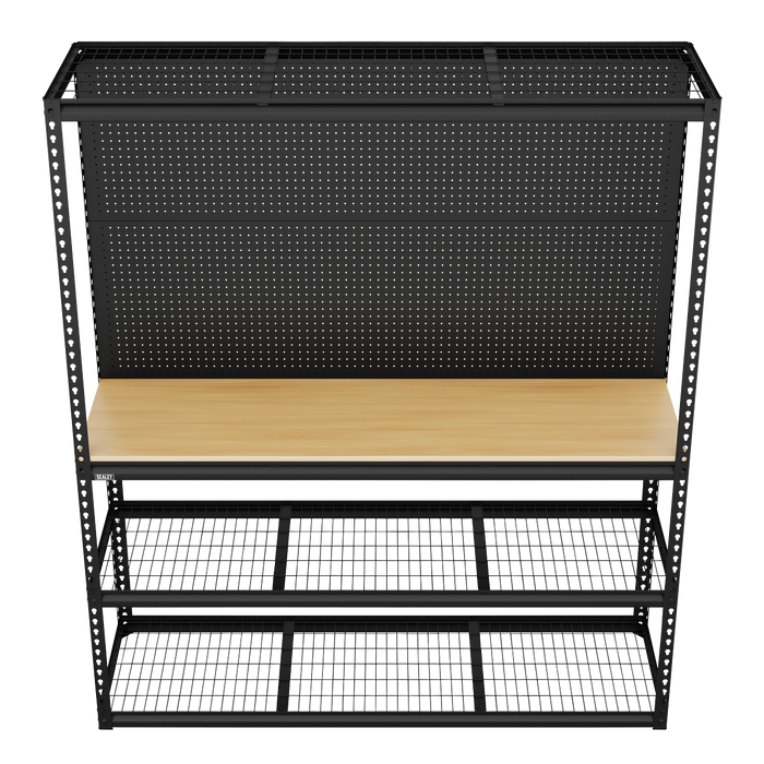 Heavy-Duty Modular Workbench with Racking & Pegboard 300kg Capacity Per Level | APMWB1