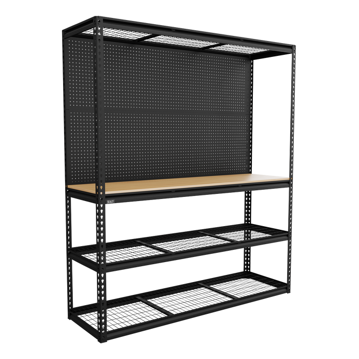 Heavy-Duty Modular Workbench with Racking & Pegboard 300kg Capacity Per Level | APMWB1
