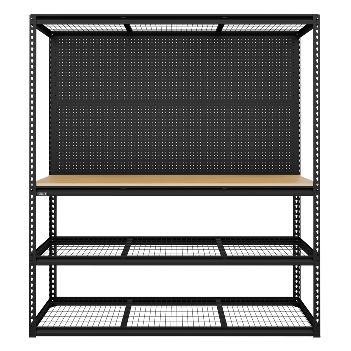 Heavy-Duty Modular Workbench with Racking & Pegboard 300kg Capacity Per Level | APMWB1