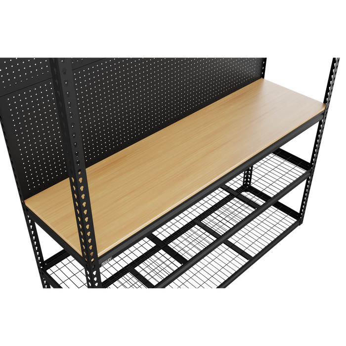 Heavy-Duty Modular Workbench with Racking & Pegboard 300kg Capacity Per Level | APMWB1
