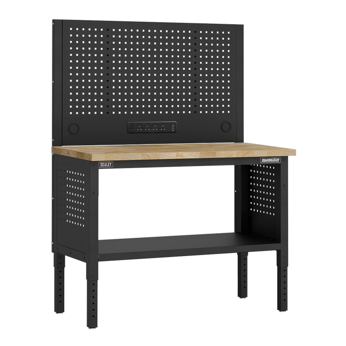 Superline PRO® Modular Workbench with Pegboard Back Panel Wooden Worktop 1265mm | APMWB50COMBOW
