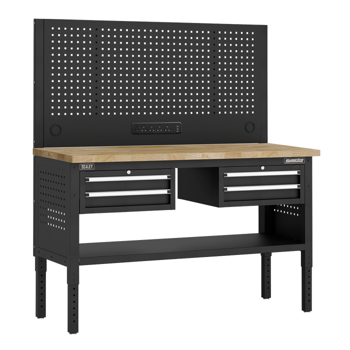 Superline PRO® Modular Workbench with 4 Drawers Wooden Worktop 1525mm | APMWB60COMBO3W