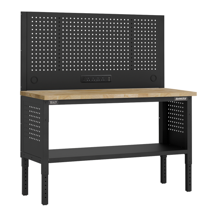 Superline PRO® Modular Workbench with Pegboard Back Panel Wooden Worktop 1525mm | APMWB60COMBOW