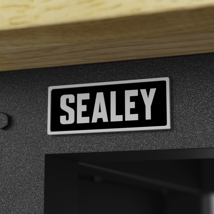 Superline PRO® Modular Adjustable-Height Workbench with Pegboard Back Panel & Wooden Worktop 1830mm | APMWB72COMBOW