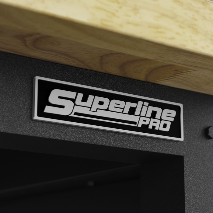 Superline PRO® Modular Adjustable-Height Workbench with Pegboard Back Panel & Wooden Worktop 1830mm | APMWB72COMBOW