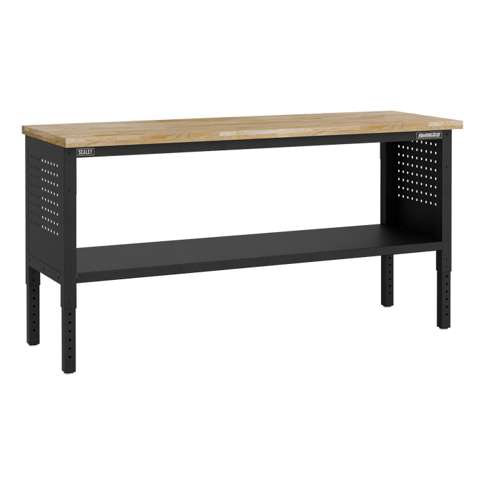 Superline PRO® Modular Adjustable-Height Workbench with Pegboard Back Panel & Wooden Worktop 1830mm | APMWB72COMBOW