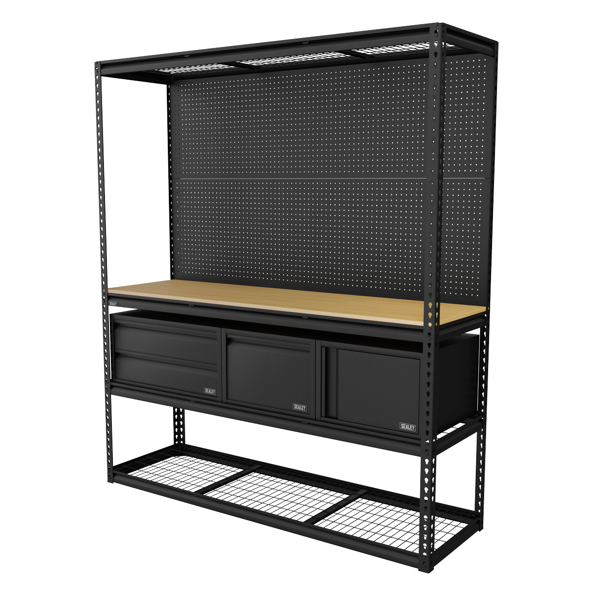 Heavy-Duty Modular Workbench & Racking Kit with 3 Storage Units | APMW ...