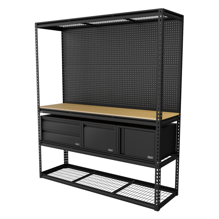 Heavy-Duty Modular Workbench & Racking Kit with 3 Storage Units | APMWBCOMBO1
