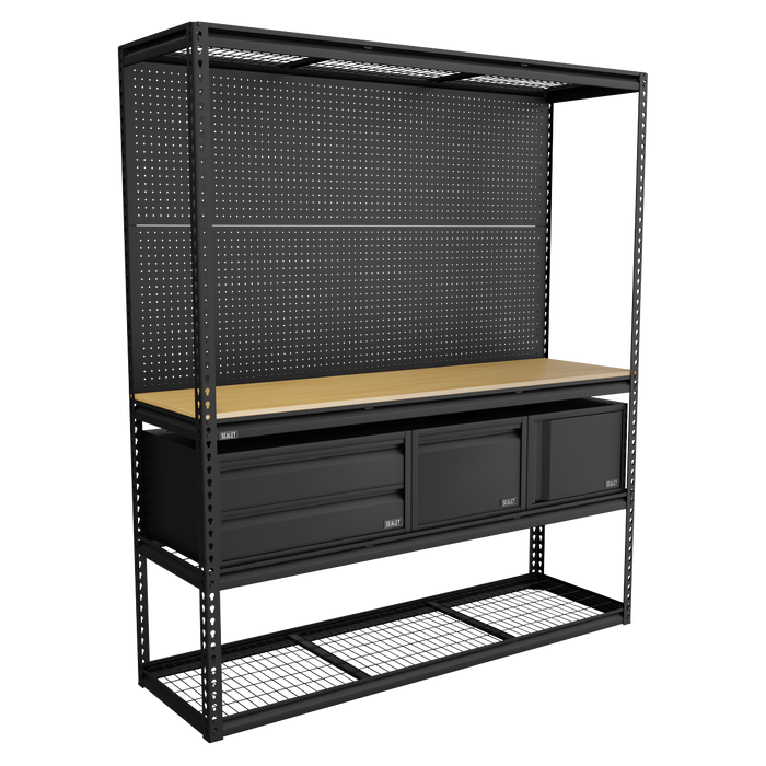 Heavy-Duty Modular Workbench & Racking Kit with 3 Storage Units | APMWBCOMBO1