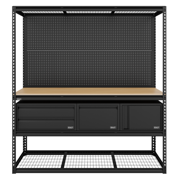 Heavy-Duty Modular Workbench & Racking Kit with 3 Storage Units | APMWBCOMBO1