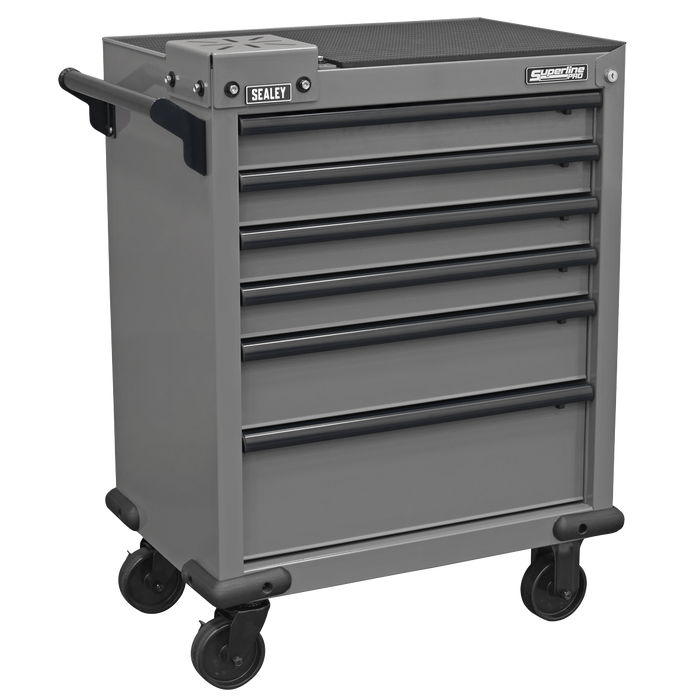 Superline PRO® Rollcab 6 Drawer with Vice Base - Grey/Black | APMWS2