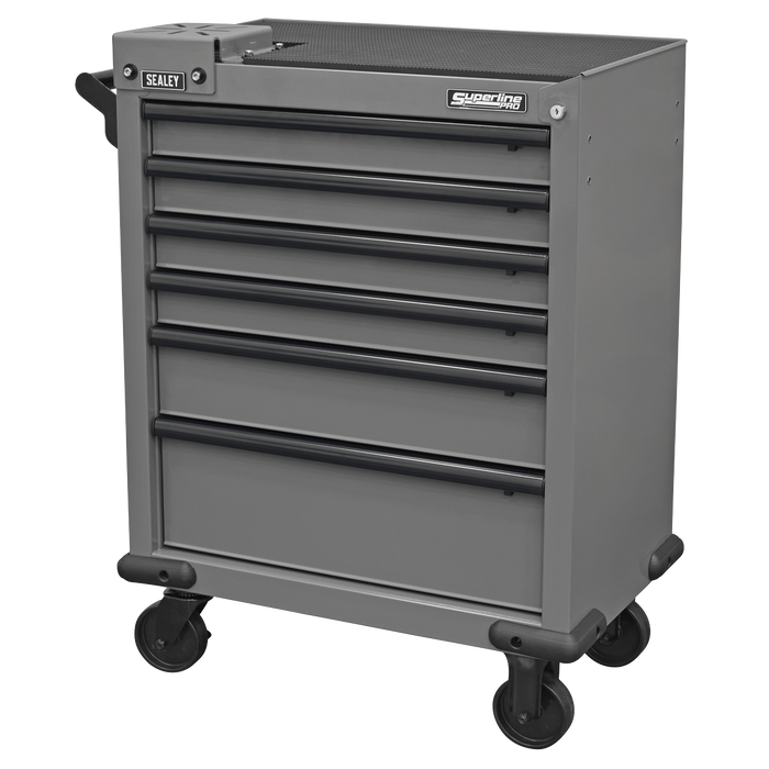 Superline PRO® Rollcab 6 Drawer with Vice Base - Grey/Black | APMWS2