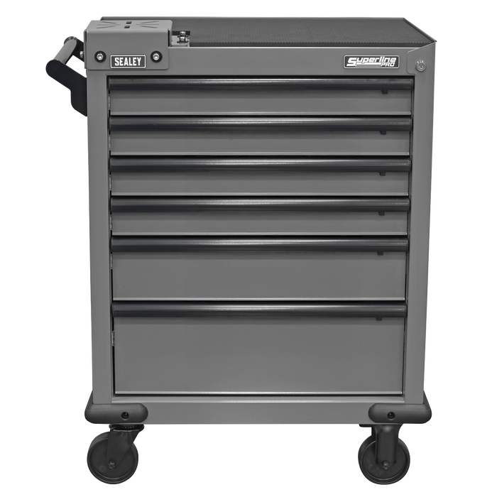 Superline PRO® Rollcab 6 Drawer with Vice Base - Grey/Black | APMWS2