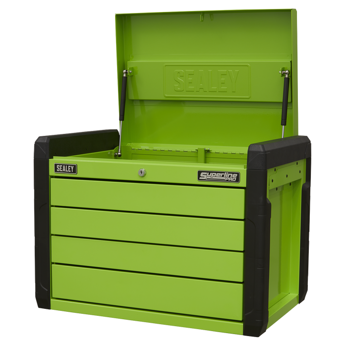 Superline PRO® Push-to-Open Topchest 4 Drawer - Green | APPD4G