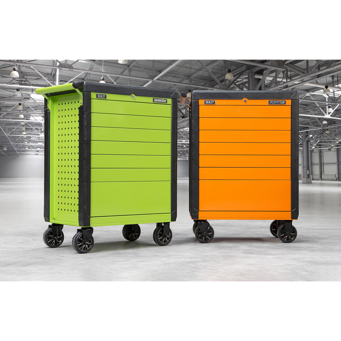 Superline PRO® Push-To-Open Rollcab 7 Drawer - Green | APPD7G