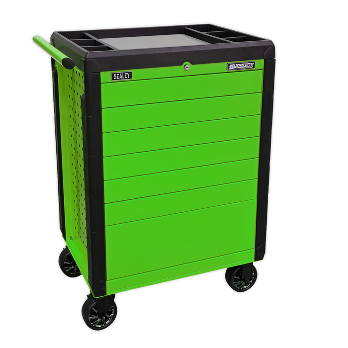 Superline PRO® Push-To-Open Rollcab 7 Drawer - Green | APPD7G