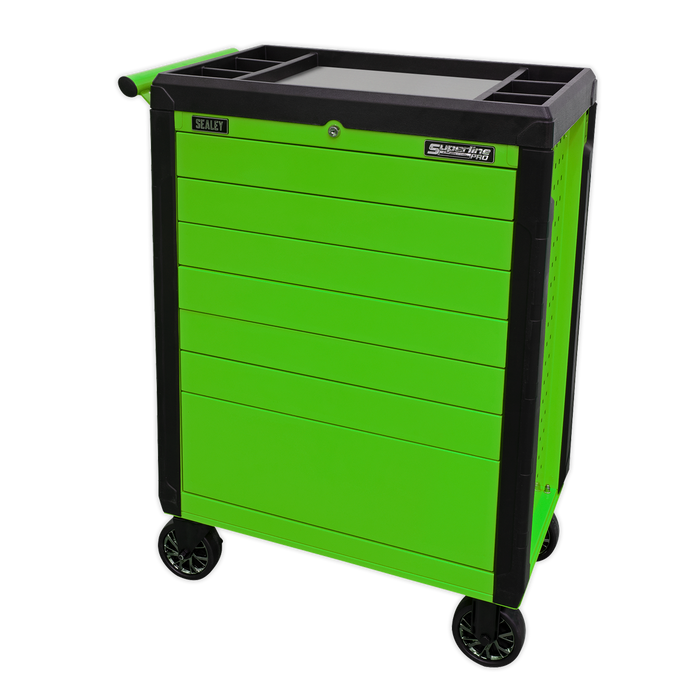 Superline PRO® Push-To-Open Rollcab 7 Drawer - Green | APPD7G