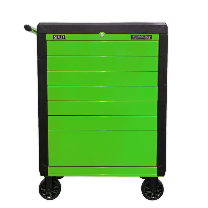 Superline PRO® Push-To-Open Rollcab 7 Drawer - Green | APPD7G