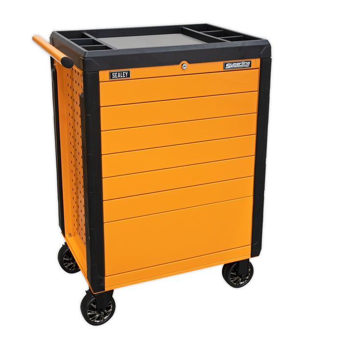 Superline PRO® Push-To-Open Rollcab 7 Drawer - Orange | APPD7O