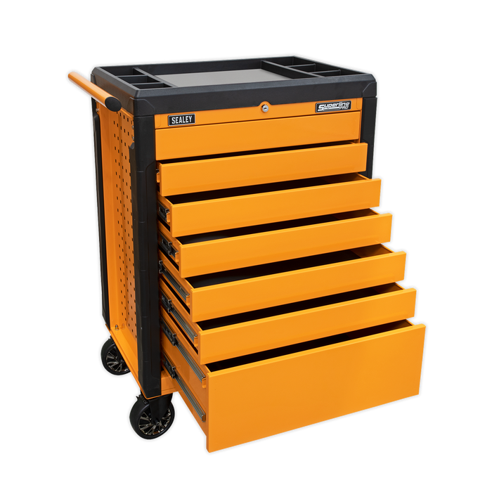 Superline PRO® Push-To-Open Rollcab 7 Drawer - Orange | APPD7O