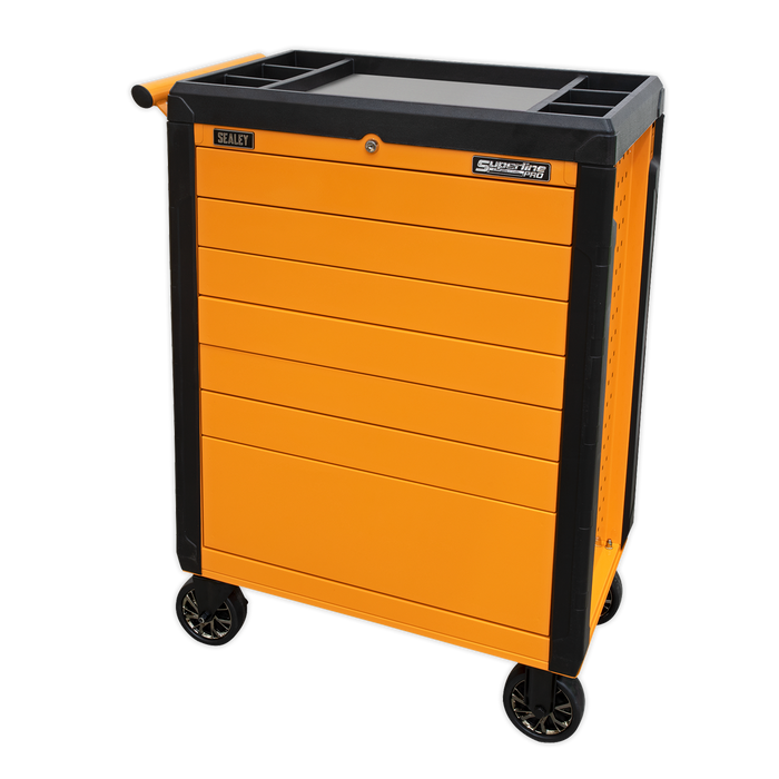 Superline PRO® Push-To-Open Rollcab 7 Drawer - Orange | APPD7O