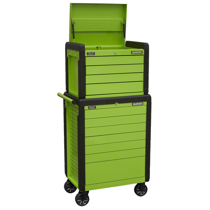 Superline PRO® Push-To-Open Topchest & Rollcab Combination 11 Drawer - Green | APPDSTACKG