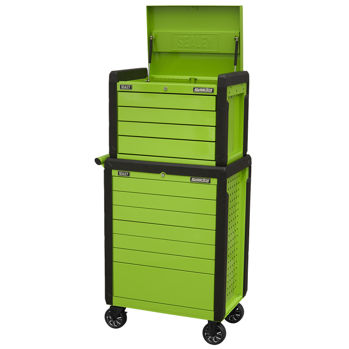 Superline PRO® Push-To-Open Topchest & Rollcab Combination 11 Drawer - Green | APPDSTACKG