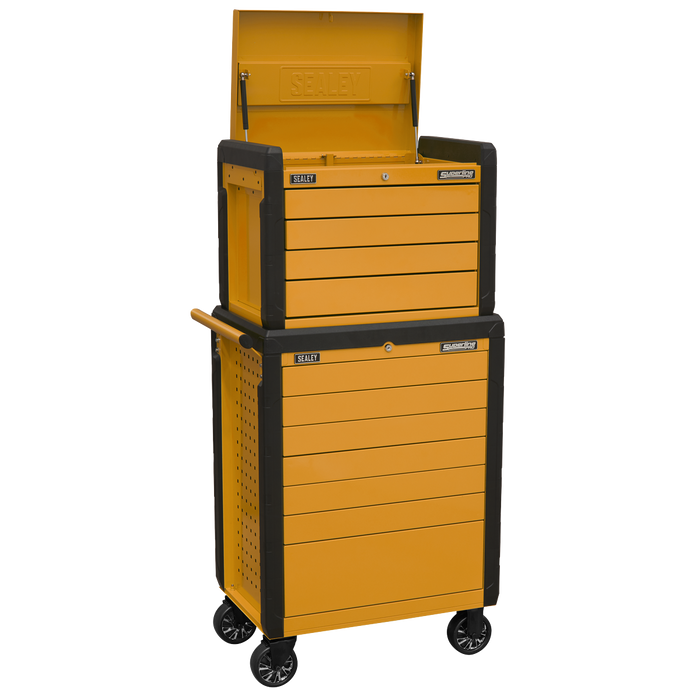 Superline PRO® Push-To-Open Topchest & Rollcab Combination 11 Drawer - Orange | APPDSTACKO
