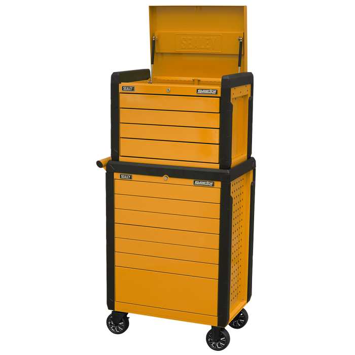 Superline PRO® Push-To-Open Topchest & Rollcab Combination 11 Drawer - Orange | APPDSTACKO