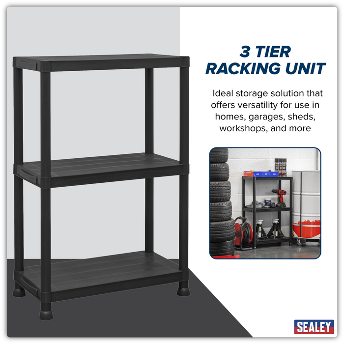 Plastic Racking Unit with 3 Shelves 25kg Capacity Per Level | APPR3