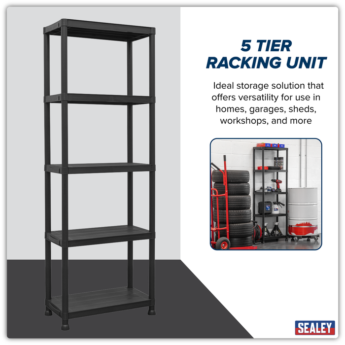 Plastic Racking Unit with 5 Shelves 25kg Capacity Per Level | APPR5