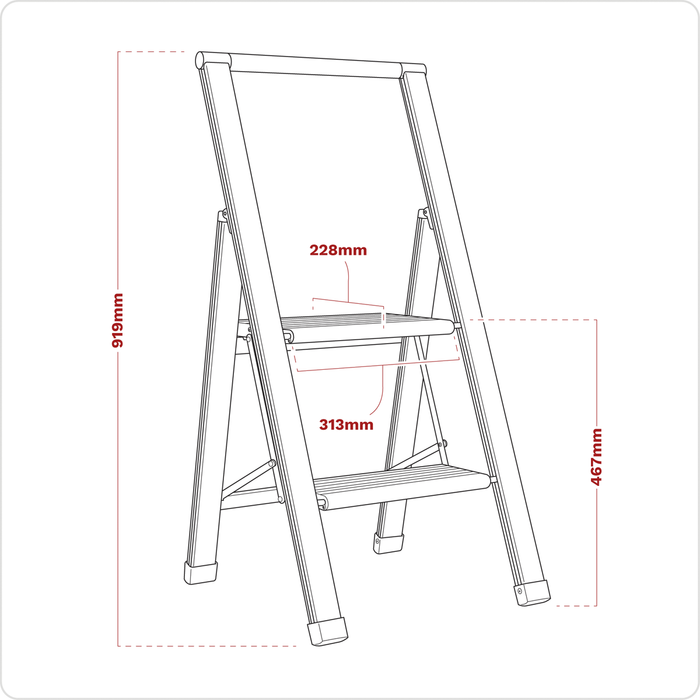 Professional Folding Step Ladder 2-Step Aluminium 150kg Capacity | APSL2