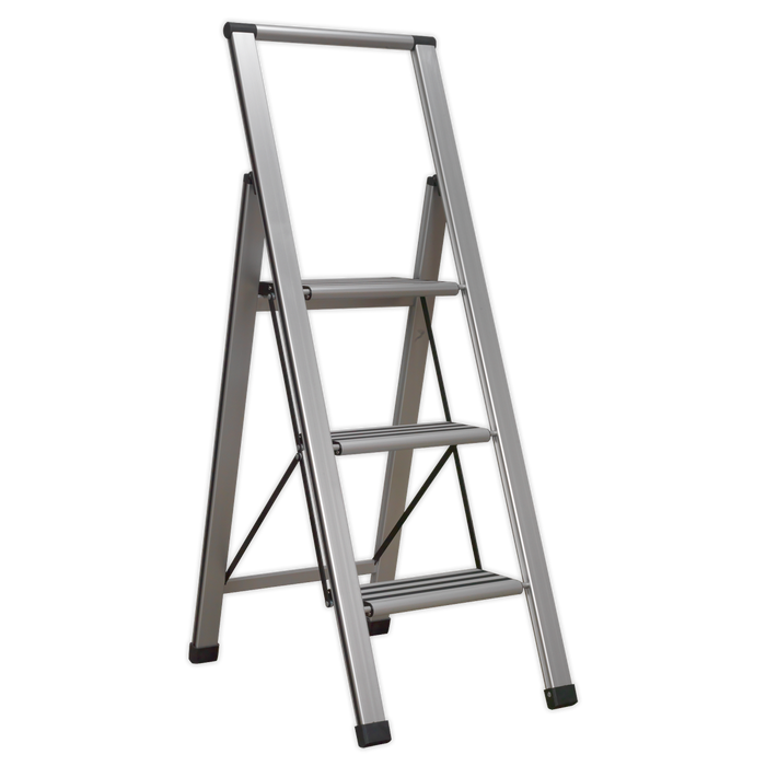 Aluminium Professional Fold-Flat Step Ladder 3-Step 150kg Capacity - EN 14183 | APSL3