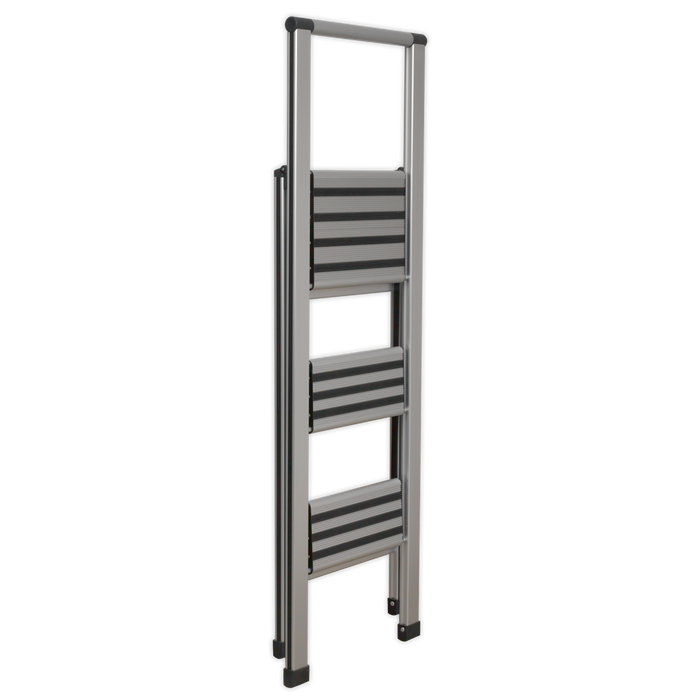 Aluminium Professional Fold-Flat Step Ladder 3-Step 150kg Capacity - EN 14183 | APSL3