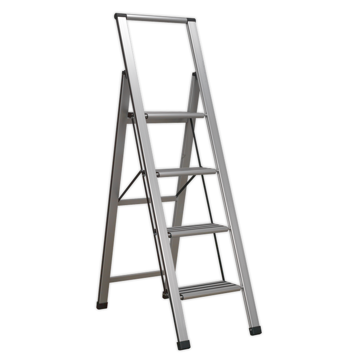 Aluminium Professional Folding Step Ladder 4-Step 150kg Capacity - EN 1483 | APSL4