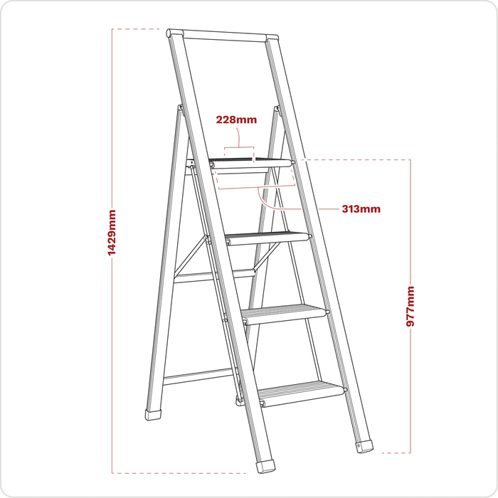 Aluminium Professional Folding Step Ladder 4-Step 150kg Capacity - EN 1483 | APSL4