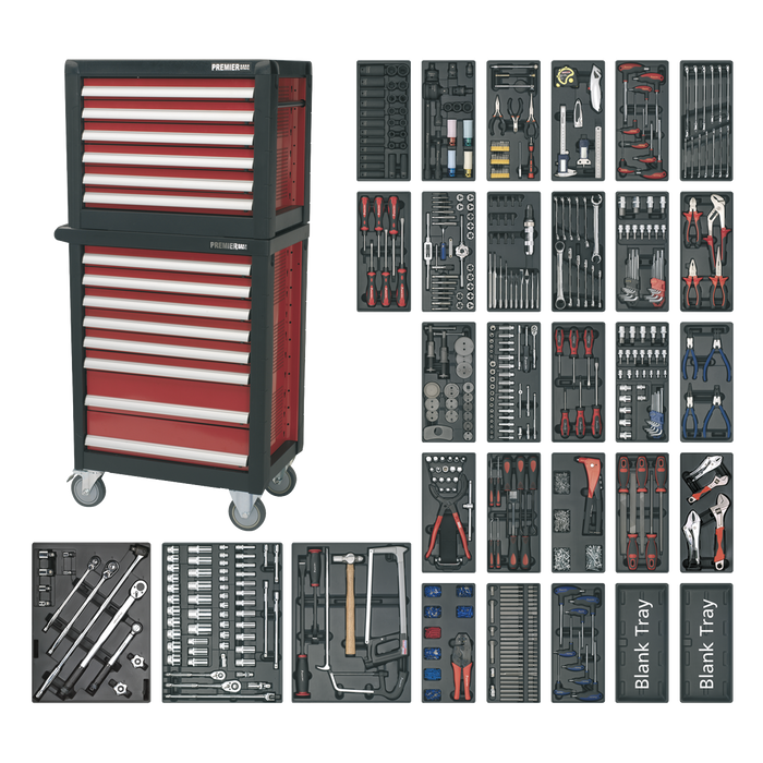 Premier™ Topchest & Rollcab Combination 14 Drawer with 1233pc Tool Kit | APTTC02
