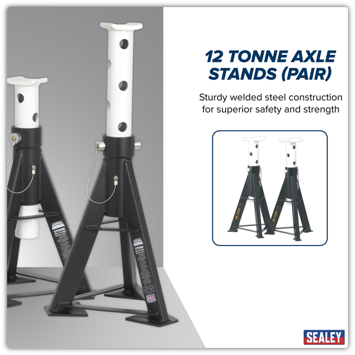 Premier Axle Stands (Pair) 12 Tonne Capacity per Stand High Level | AS12