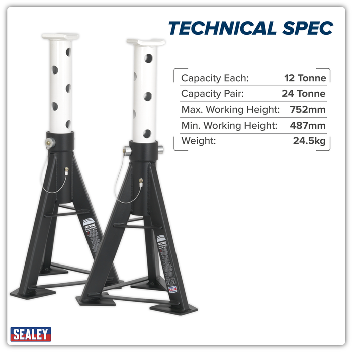 Premier Axle Stands (Pair) 12 Tonne Capacity per Stand High Level | AS12