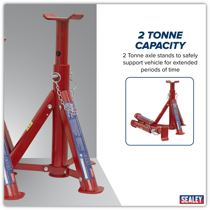 Folding Type Axle Stands (Pair) 2 Tonne Capacity per Stand | AS2000F