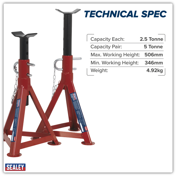 Premier Axle Stands (Pair) 2.5 Tonne Capacity per Stand | AS2500