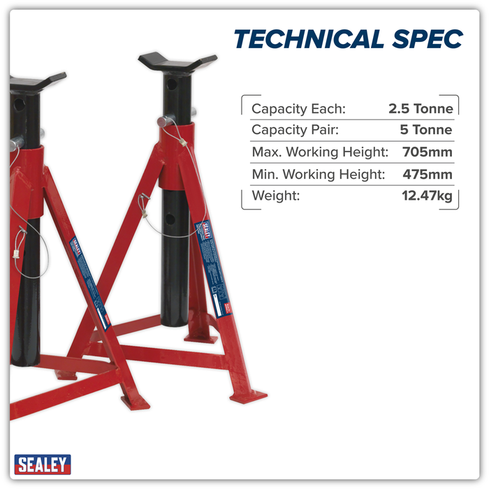 Premier Axle Stands (Pair) 2.5 Tonne Capacity per Stand Medium Height | AS3000