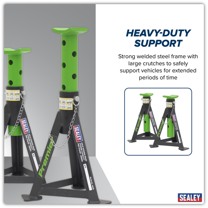 Premier Axle Stands (Pair) 3 Tonne Capacity per Stand - Green | AS3G