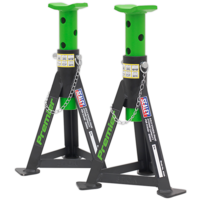 Premier Axle Stands (Pair) 3 Tonne Capacity per Stand - Green | AS3G